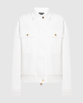 Tom Ford White denim jacket with logo patch GID079DEX160