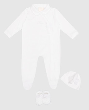 Story Loris Children's white set of overalls, cap and booties 31018