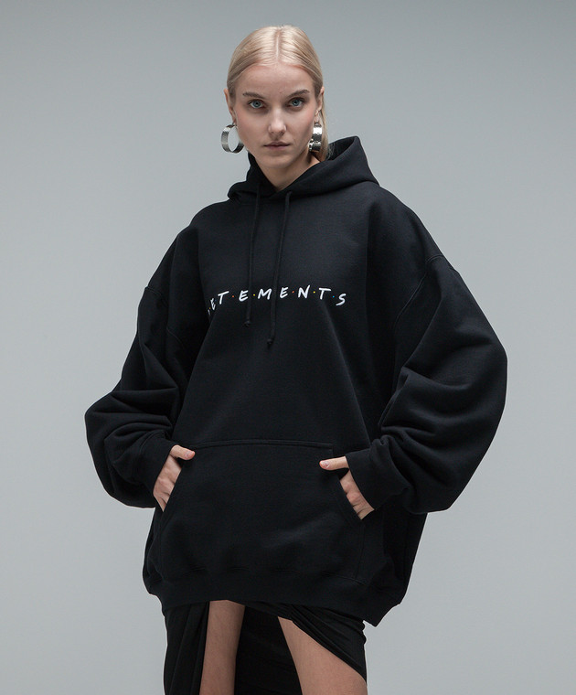 Vetements Black hoodie with logo embroidery UE54HD400B image 3