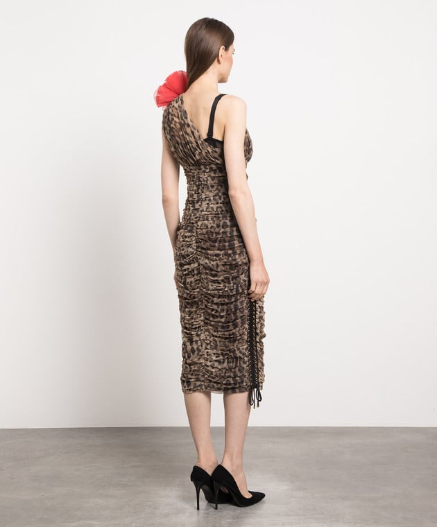 Dolce&Gabbana Brown leopard print midi dress F6D9YTFSEGZ image 4