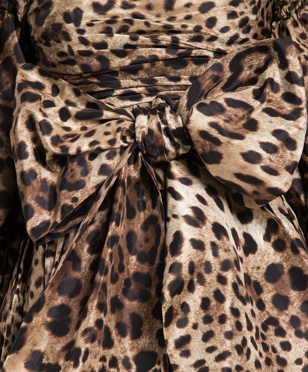 Dolce&Gabbana Brown silk dress with leopard print F6F3YTHS15M1 image 5