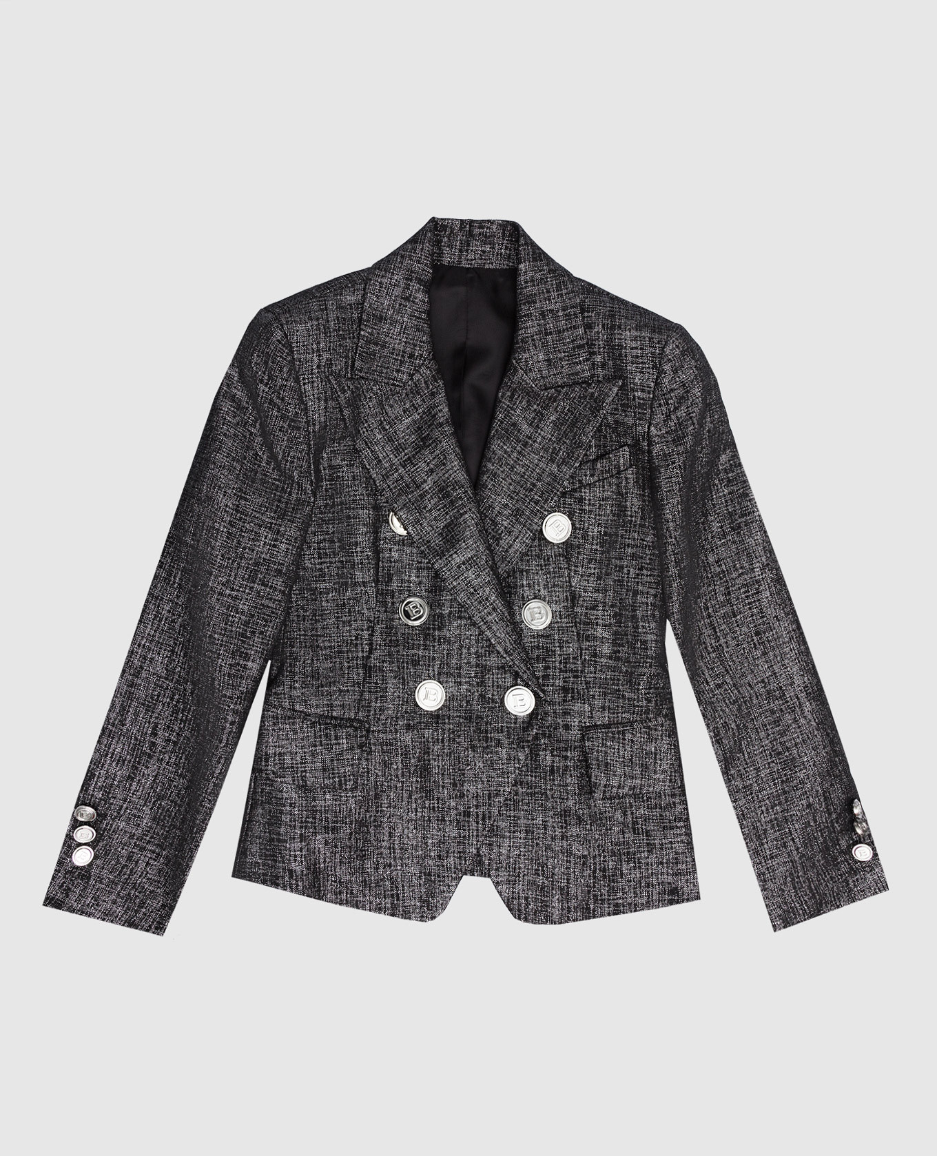 Children's black double-breasted jacket with lurex