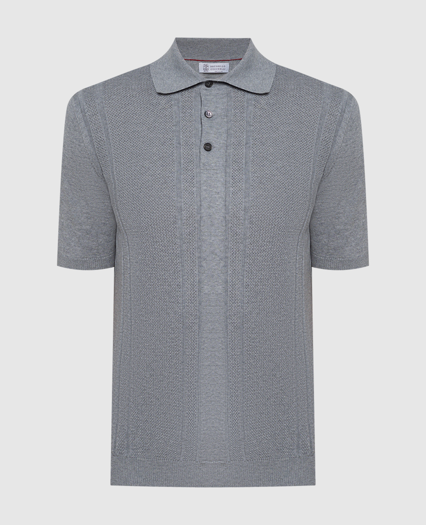 Gray polo shirt with a textured pattern