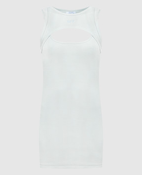 Off-White Сіра сукня міні з вишивкою логотипа з фігурними вирізами OWDB496S24JER001