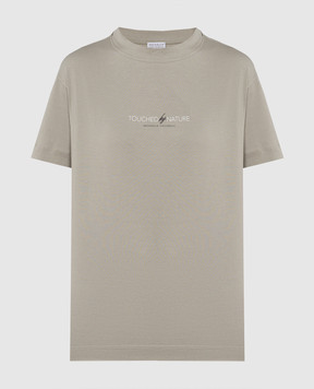 Brunello Cucinelli Сіра футболка Nature з ланцюжком моніль M0A45EI600