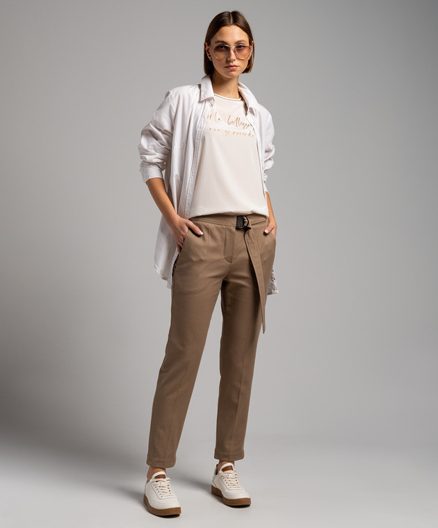 Brunello Cucinelli Коричневые брюки с цепочкой мониль MP126P7227 изображение 2