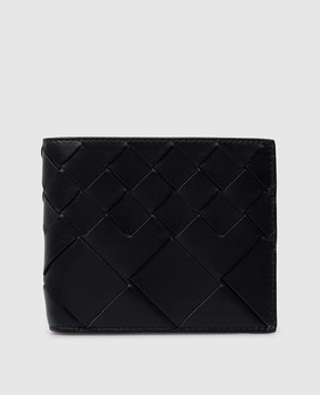 Bottega Veneta Черный кожаный портмоне с плетением Intreccio 743211V3R52