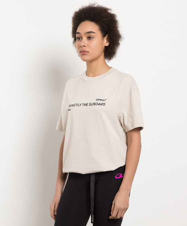 Off-White - Коричневая футболка с логотипом OWAA089S23JER008 купить в ...