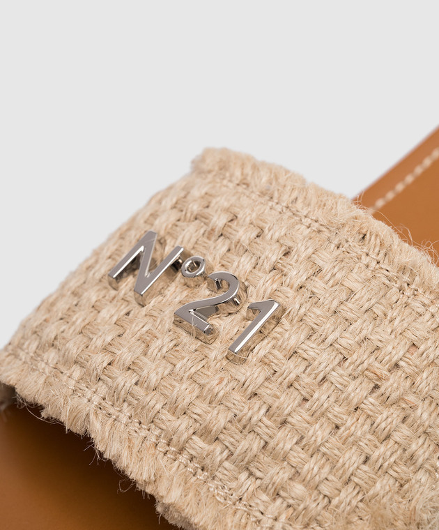 N21 Beige flip-flops with textured logo 23ESP04160416 изображение 5