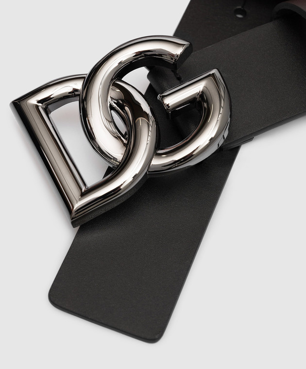 Dolce&Gabbana Black leather strap with metal DG logo BC4644AX622 image 4