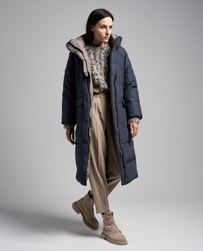 Brunello Cucinelli Синий пуховик с цепочкой мониль MB5749749