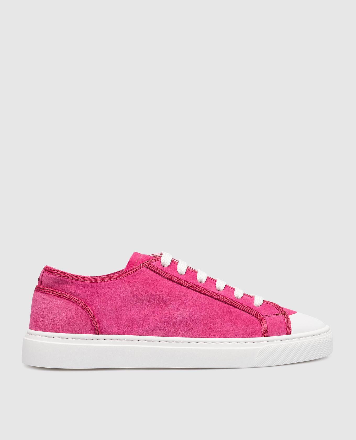 Pink suede trainers with embossed logo