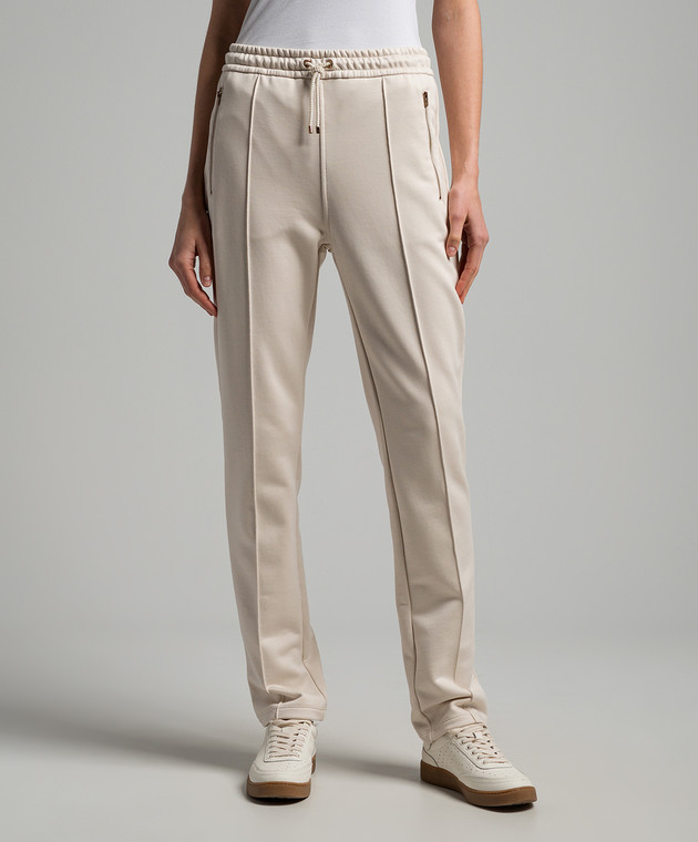 Agnona Бежевые спортивные брюки с шелком T70613YY2054 изображение 3