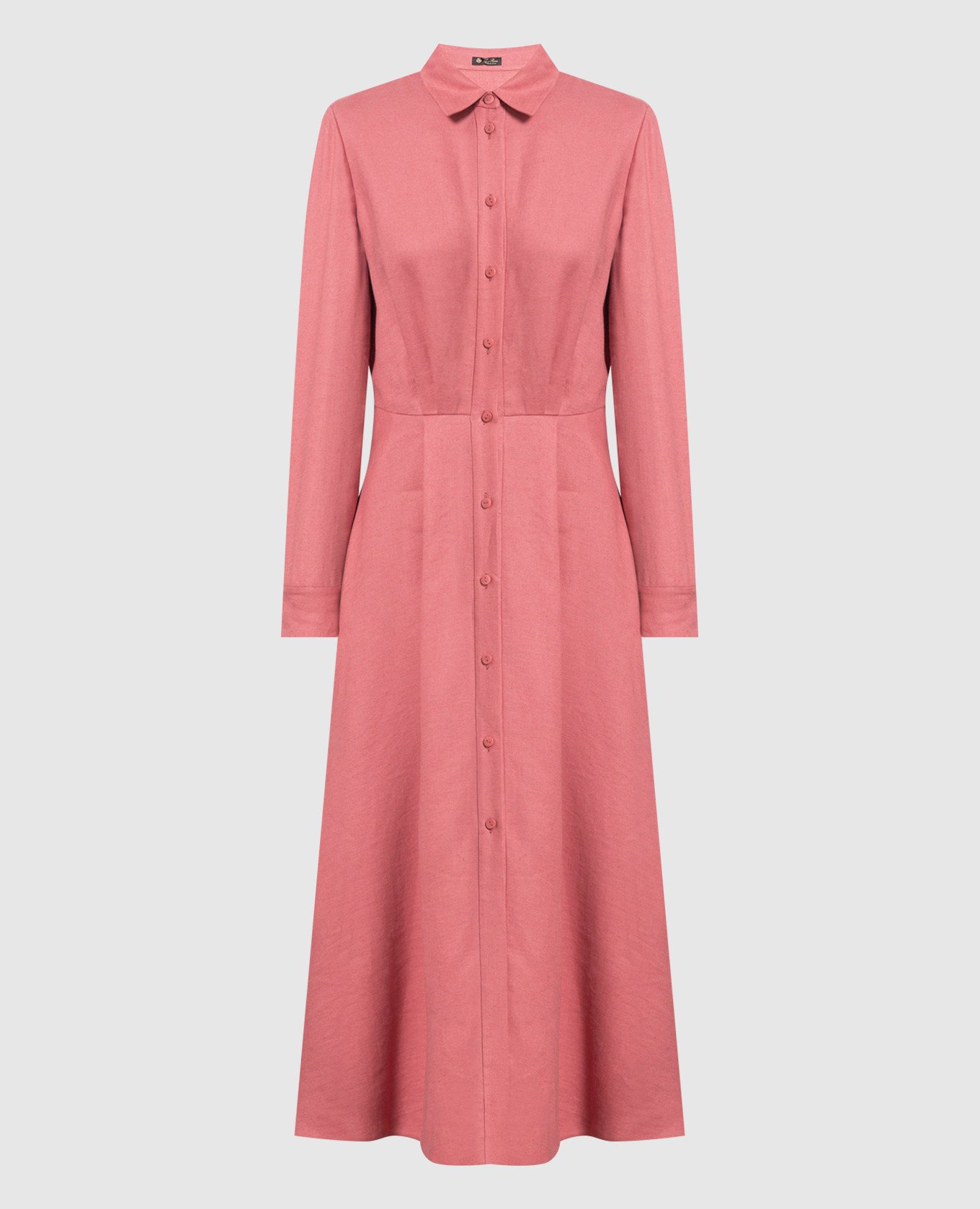 Розовое платье-рубашка из льна