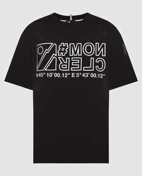 Moncler Grenoble Черная футболка с логотипом 8C0000683927