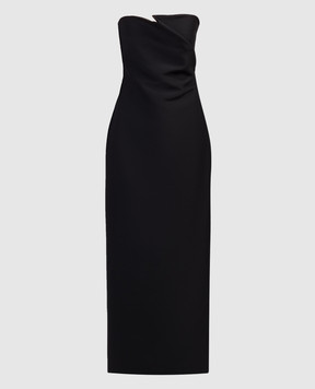 The Row Черное платье Бардон с шерстью и шелком 7369W2615