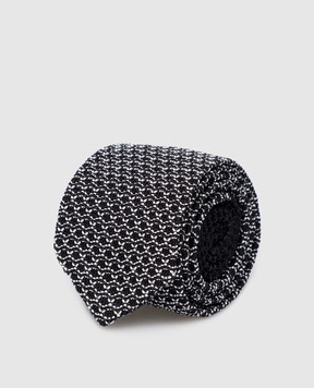 Stefano Ricci Детский черный галстук из шелка в контрастный узор YCRMTSR8189