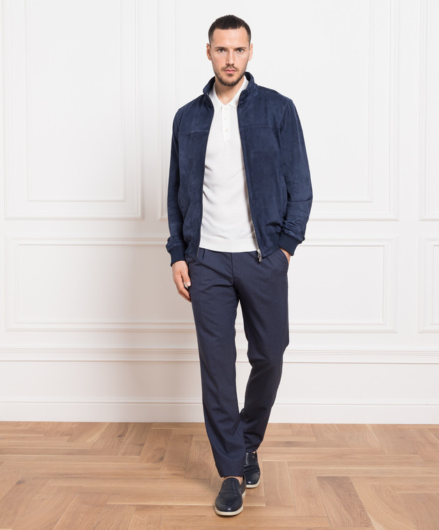 Enrico Mandelli - Blue suede jacket A6T9205917 - buy with European ...