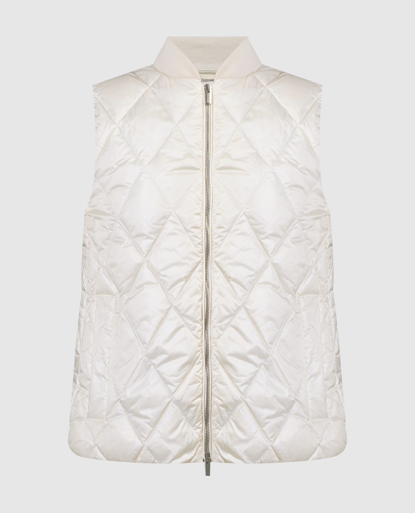 White quilted down vest with monil chain