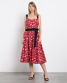 Carolina Herrera Червоний сарафан у квітковий принт R2211N508RCT