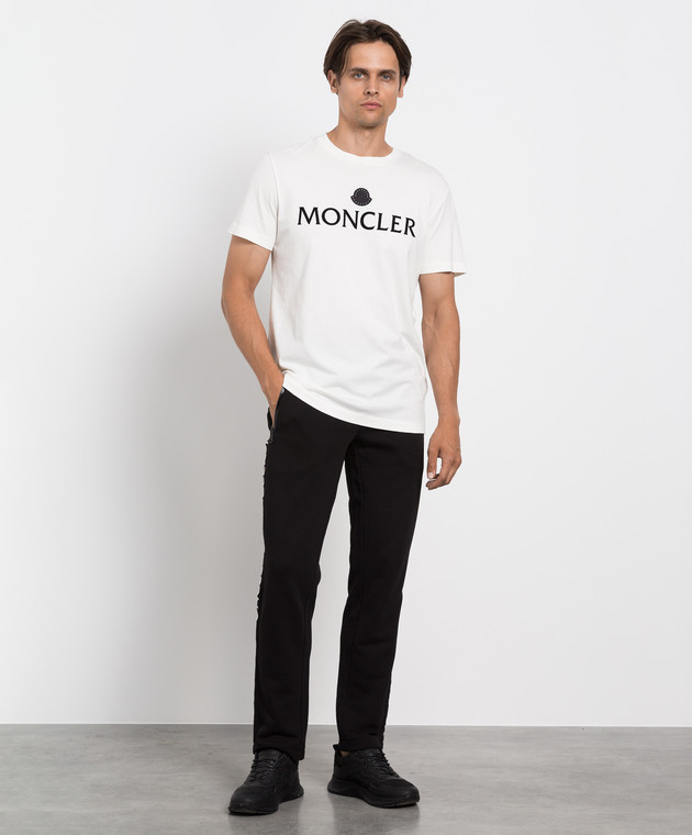 Moncler Белая футболка с контрастным логотипом 8C000078390T изображение 2