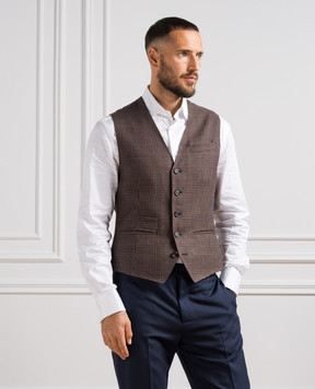 Brunello Cucinelli Коричневый жилет в виндзорскую клеточку MQ4151998