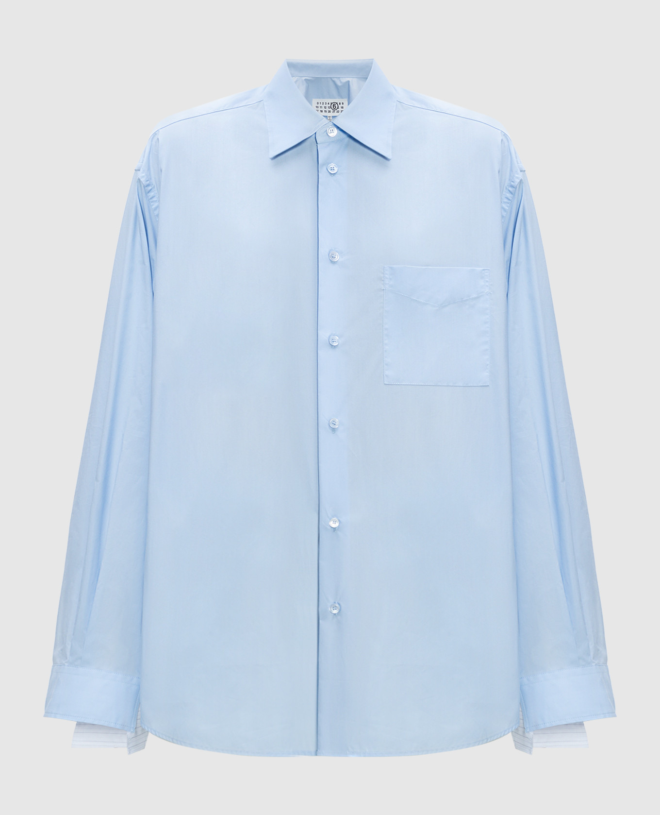 

Голубая рубашка с контрастными вставками, Голубой, Рубашки