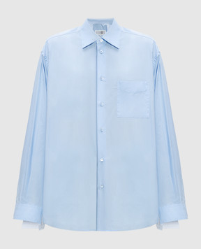 Maison Margiela MM6 Голубая рубашка с контрастными вставками S52DT0031STZ119