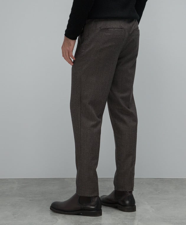 Marco Pescarolo Chiaiam brown wool and cashmere patterned trousers CHIAIAM48PR7 image 4