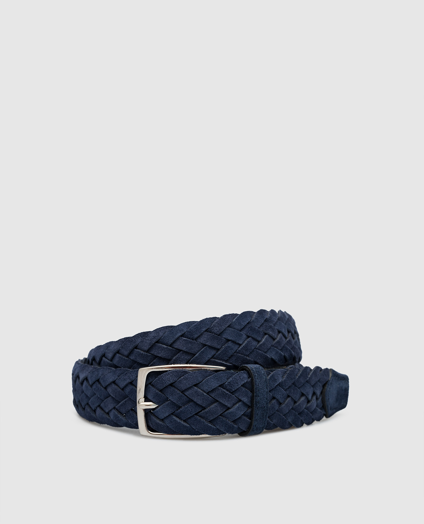 Blue suede braided belt
