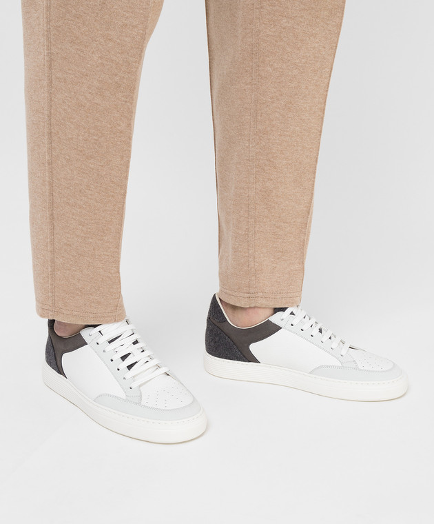 Brunello Cucinelli Белые кожаные сникеры MZUCPFJ226 изображение 2