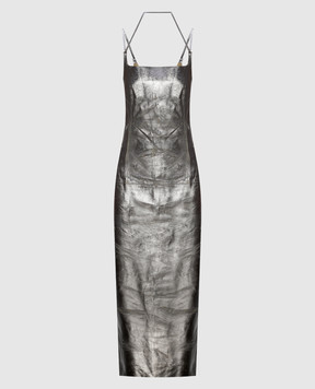 The Attico Срібляста шкіряна сукня 246WCM143L094
