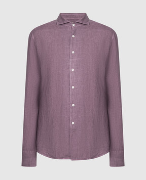 Canali Фиолетовая рубашка прямого кроя из льна. GM02128L756