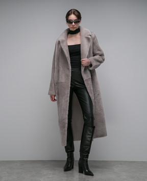 Babe Pay Pls Серая двубортная дубленка 2227MERINO