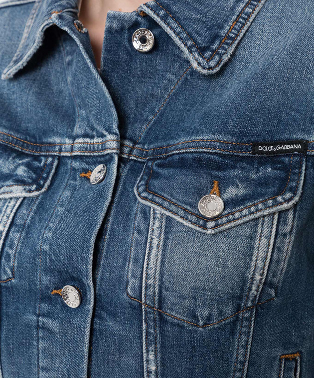 Dolce&Gabbana Синя джинсова куртка з ефектом потертості F9I46DG8EZ8 зображення 5