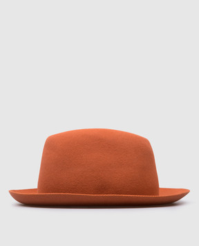 Borsalino Помаранчевий капелюх з вовни з нашивкою логотипа 390330