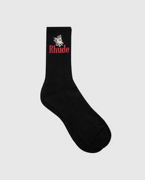 Rhude Черные носки EAGLES с узором логотипа RHPS24SO02616149
