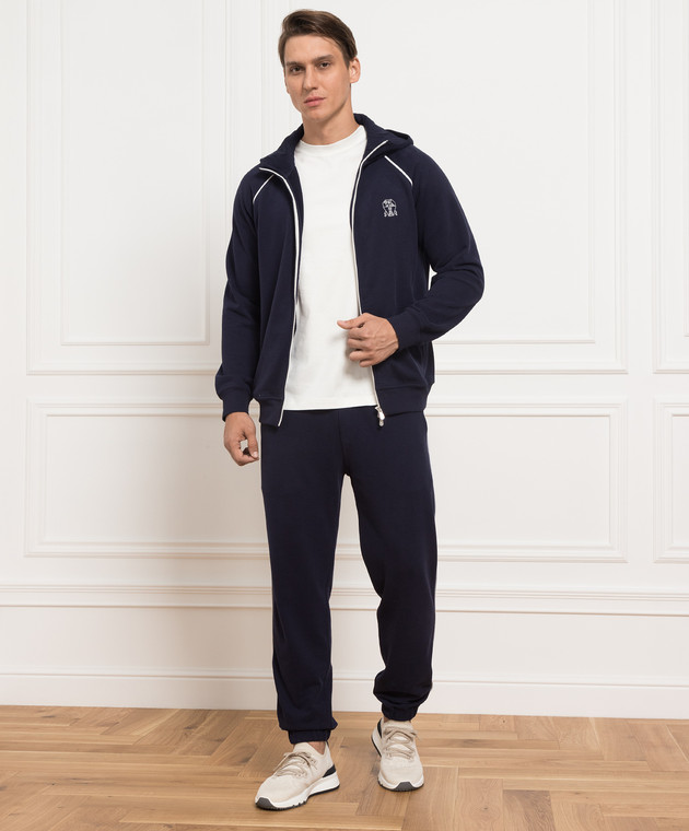 Brunello Cucinelli Темно-синяя спортивная кофта с вышивкой логотипа MTU143109G изображение 2