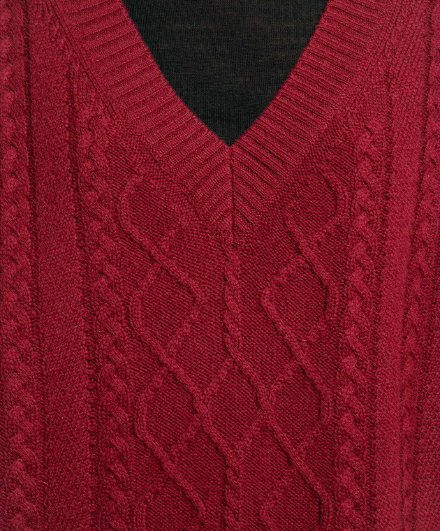 Ballantyne Burgundy vest made of wool in a textured pattern B1S1117W113 image 5