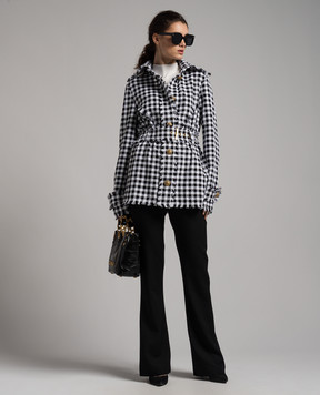Balmain Твідова сорочка в клітинку з бахромою CF1HU190CE70