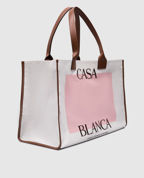 Casablanca Біла сумка-тоут Casa Canvas з логотипом AF23BAG07901