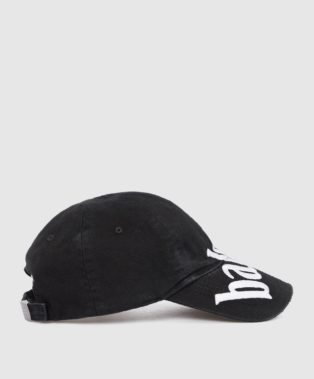 Balenciaga Чорна кепка з контрастною вишикою логотипу 680738410B2w зображення 3