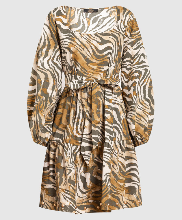 Twinset Actitude Khaki dress with animal print 231AP2351