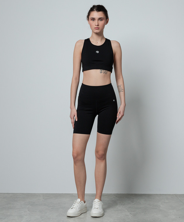 Anine Bing Black shorts with logo print S059115000 buy with