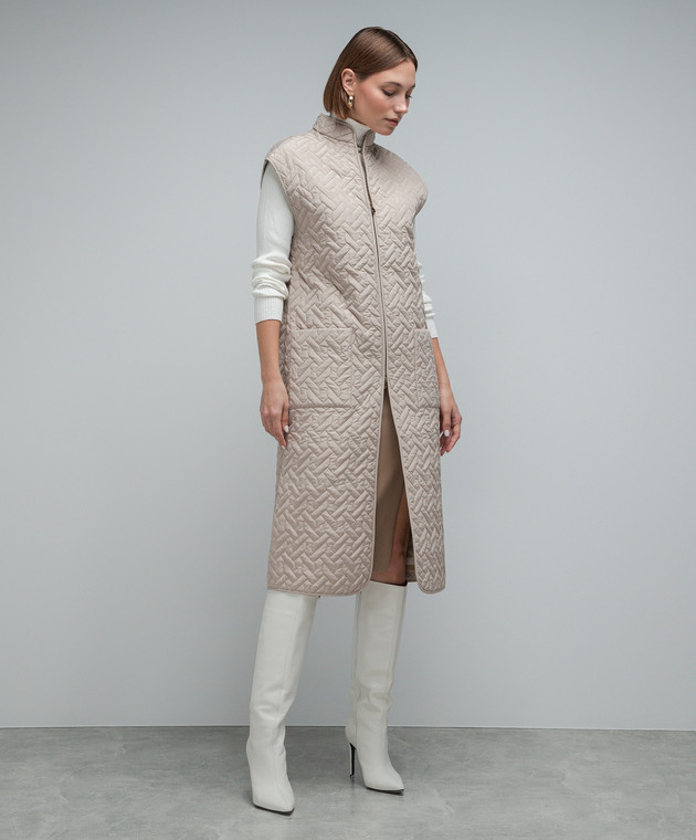 Agnona Beige cashmere coat with detachable waistcoat TL0608AD7001 image 3