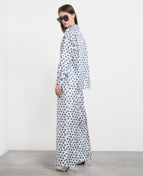 Max Mara Білі штани з шовку ANVERSA в принт ANVERSA
