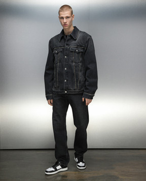 Off-White Черная джинсовая куртка с молниями OMYE092C99DEN001