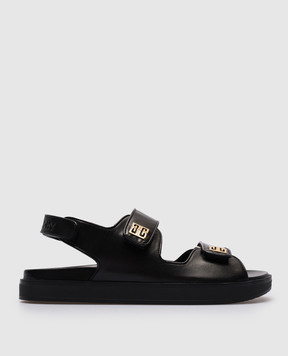 Givenchy Чорні шкіряні сандалі з логотипом BE3087E1UB