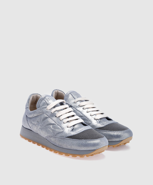 Brunello Cucinelli Серые замшевые кроссовки MZMIG1118 изображение 2