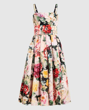 Dolce&Gabbana Платье миди из шелка в цветочный принт. F67N0THS10F
